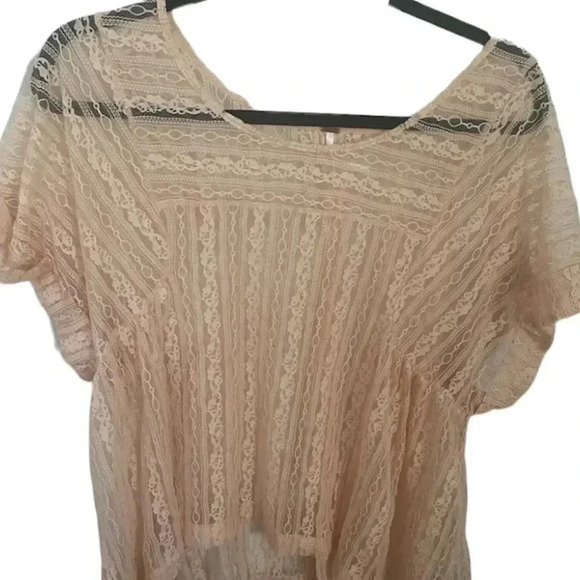 Free people peach tea body lace blouse size Small - Picture 2 of 6